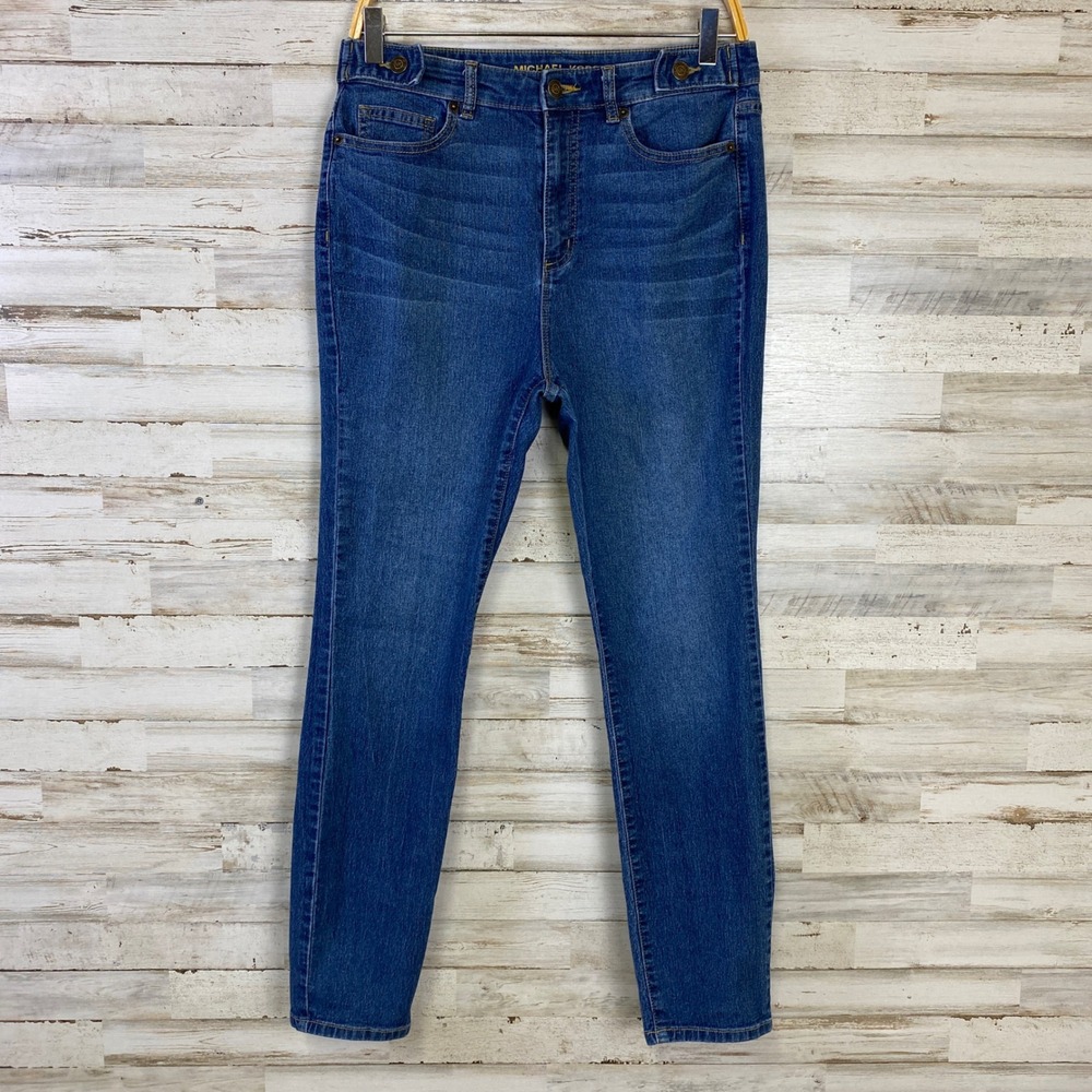 Michael Kors Jeans Women 10 Blue Denim High Rise Skinny Medium Wash Minimalist